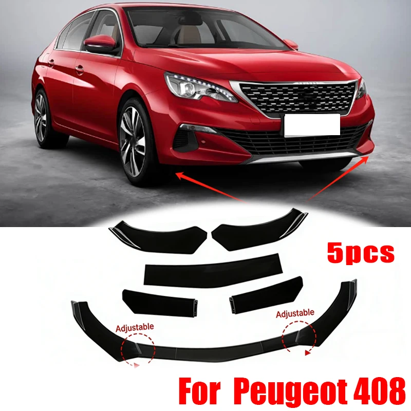 

5Pcs ABS Material Universal Car Front Bumper Separator Bumper Lip Body Kit Duck Lip Separator For Peugeot 408 Car Accessories