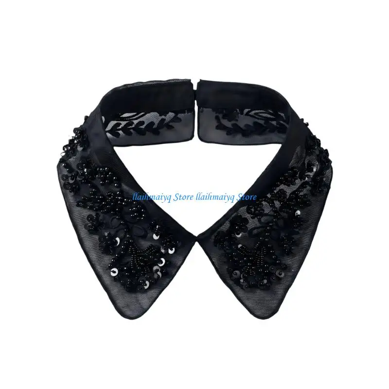 573B Stylish Detachable Collar With Beadwork Decors Decorative Faux Collar for Women