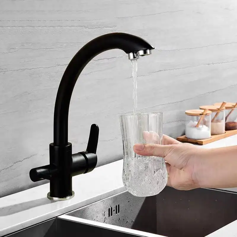 

New Solid Brass Swivel In 1 Drinking Water Kitchen Faucets Sink Mixer Tri Flow 3 Way Filter Taps