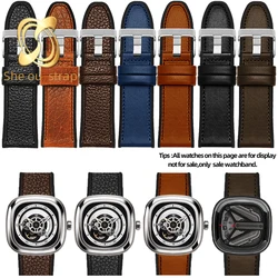 28mm Black Brown Cowhide Watch Strap For SEVENFRIDAY M2/02 P1B/01 Watch Strap Watch Bracelet