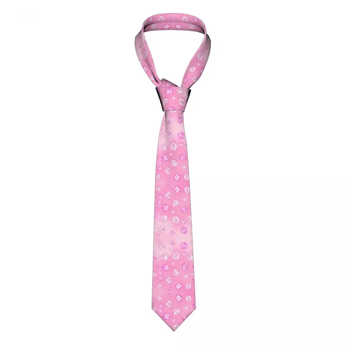 Pastel Pink Aesthetic Dice Pattern Tie DND Game D20 D&D Ties Daily Wear Cravat Street Necktie Polyester