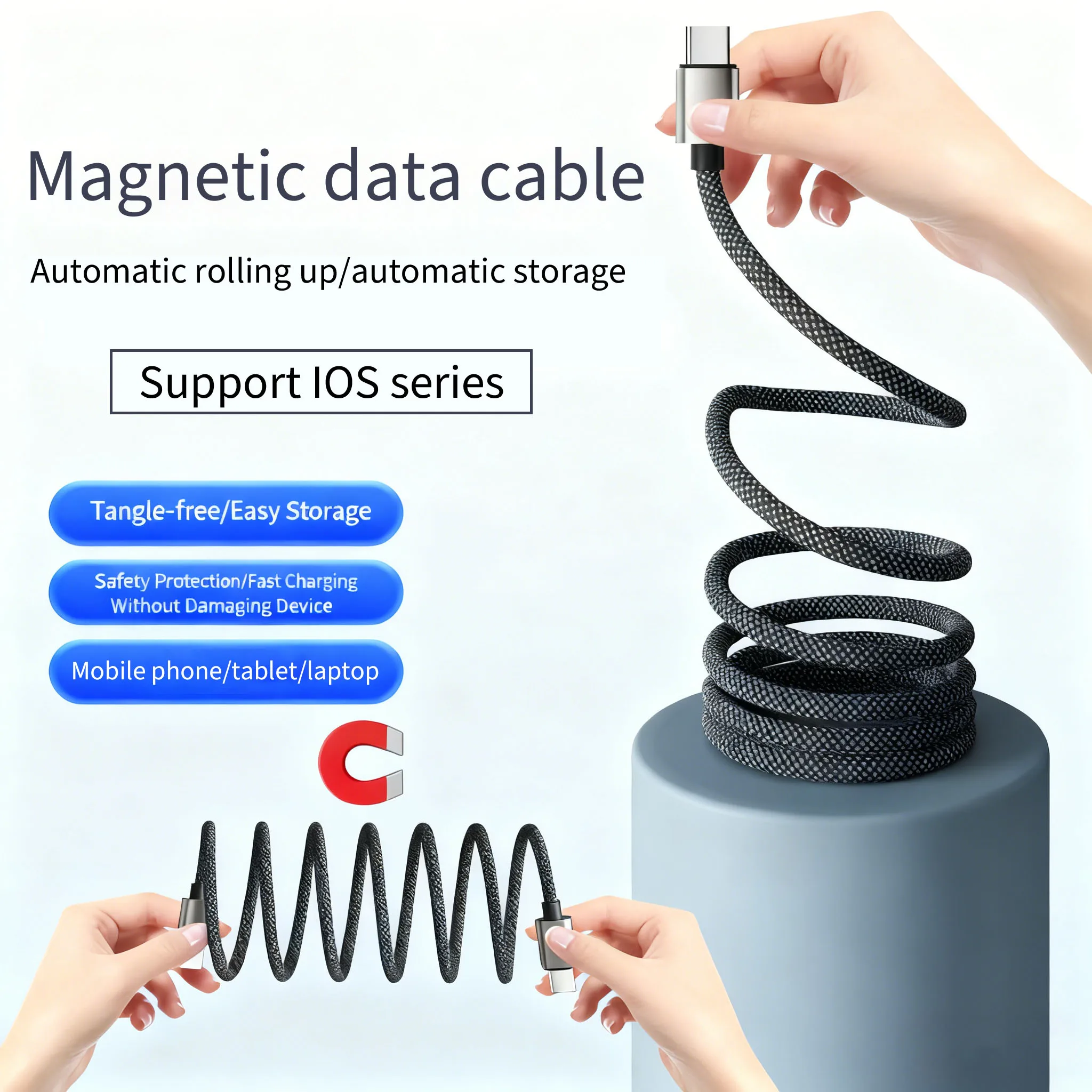 magnetic absorption nano data cable, 65W USB Type-C to Type-C charging cable, suitable for iphone17/plus Xiaomi Samsung Type-C