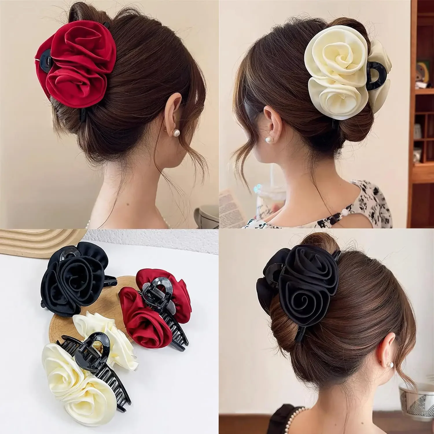 

Rose Flower Claws Clips for Women Floral Hair Clip Flower Claw Clips Non Slip Strong Hold for Thick Hair Girls Hair Accessories