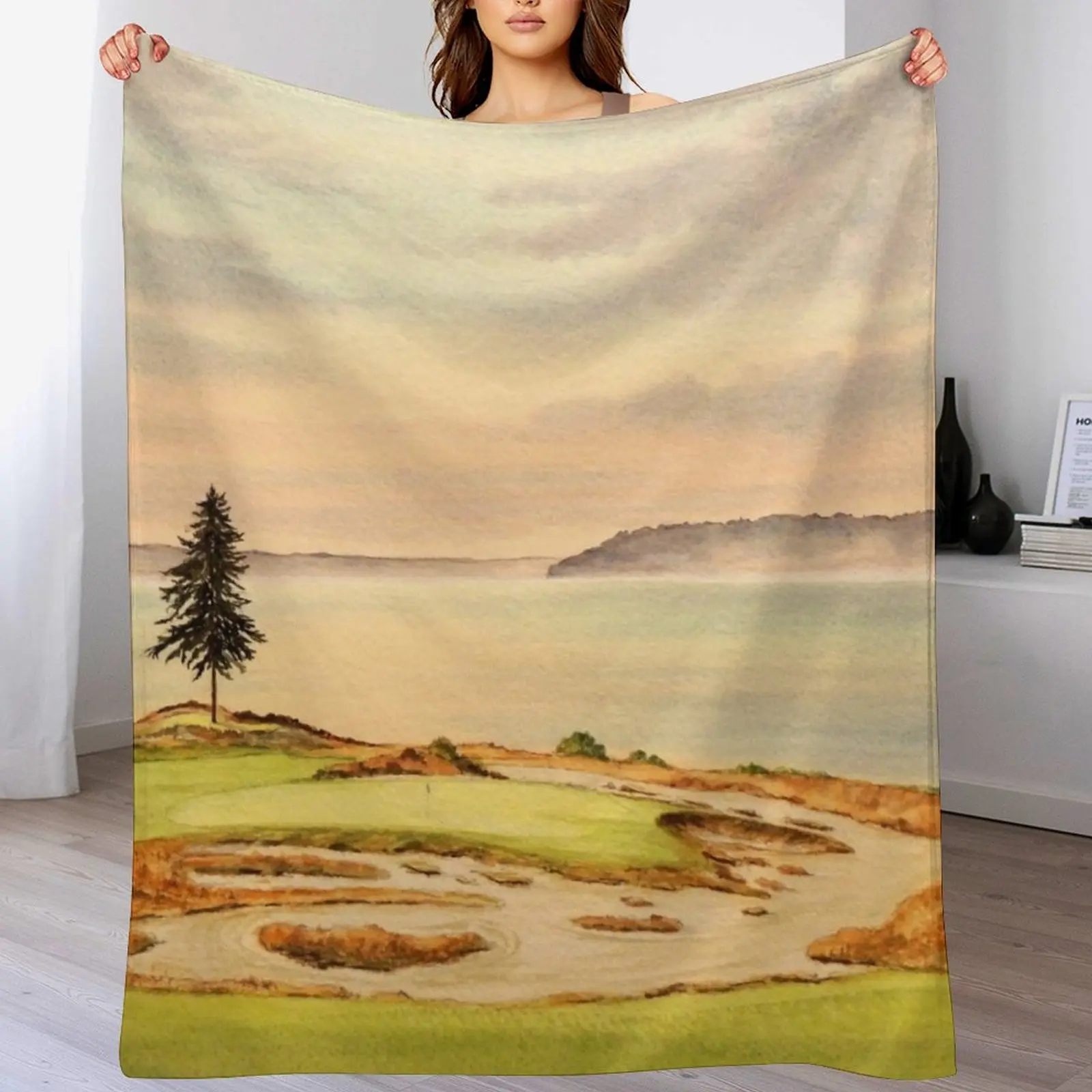 

Chambers Bay Golf Course Throw Blanket Vintage Summer Designers warm for winter Blankets