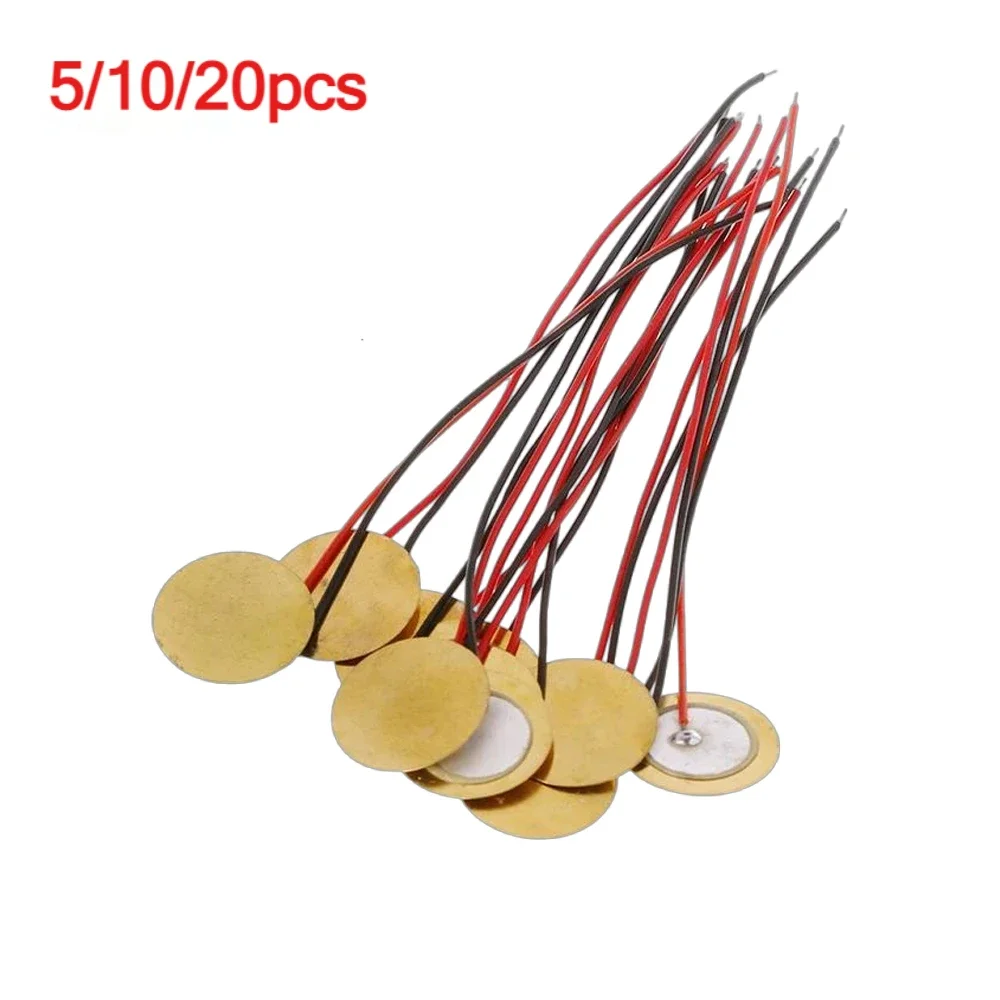 5/10/20pcs Buzzer Piezoelectric Piezo Ceramic Wafer Plate Dia 12/15/18/20/27/35/50MM With wire Buzzer Loudspeaker for Audio
