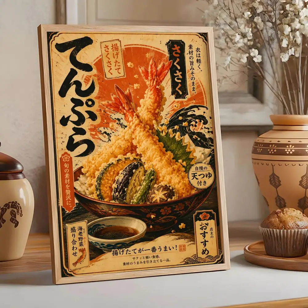 Vintage Japanisches Fisch-Sushi-Lamian-Nudel-Poster für Wohnzimmer, Schlafzimmer, Bar, Flur, Klebende Wandkunst, Wasserfeste Ästhetische Dekoration – Detail 6