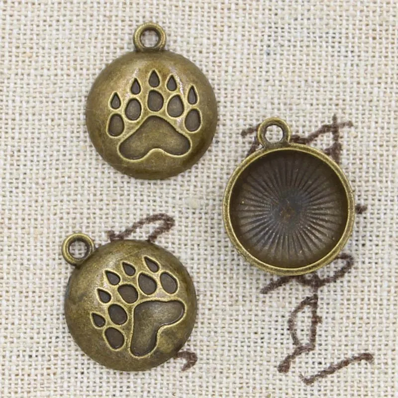 10pcs Charms Bear Paw 19x17mm Antique Silver Color Pendants Making DIY Handmade Tibetan Finding Jewelry