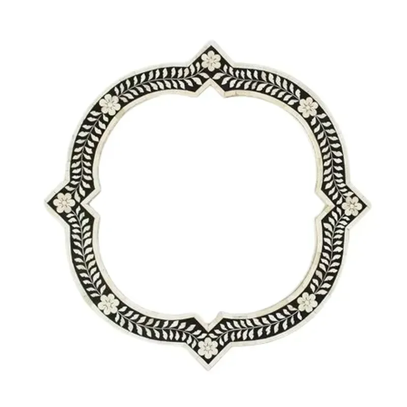 High Quality Retro Bone Inlaid Frame Decorative Wall Mirror for Wedding Christmas Home Decoration Factory Direct Sales