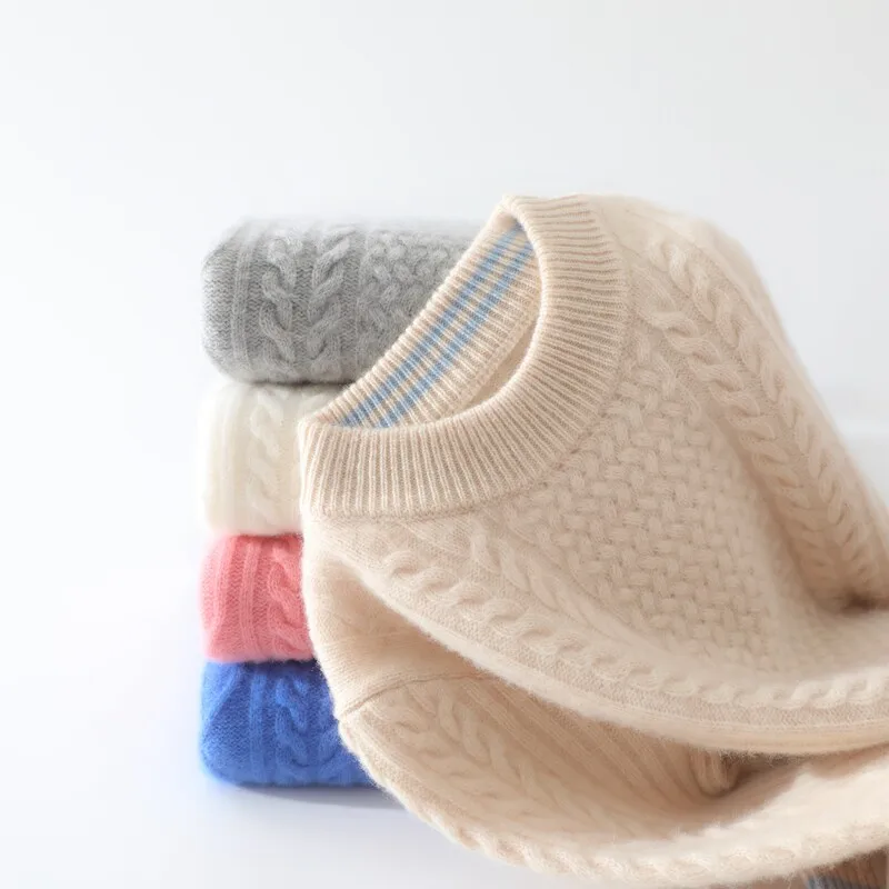 Suéter de Cuello Alto para Niños, Lana Merino, Cuello Medio, Color Sólido, Capa Base Cálida, para Niñas un Poco Más Mayores