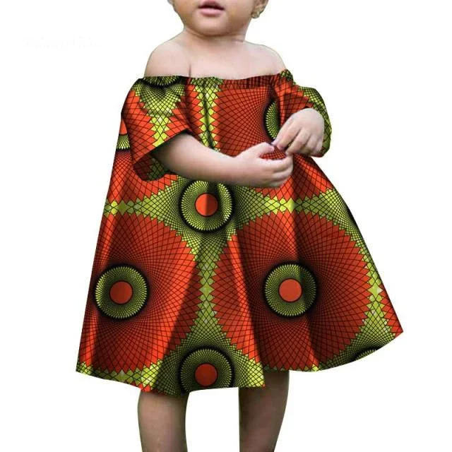 فستان الباتيك الأفريقي الصيفي مع نمط مطبوع فستان طويل للأطفال الملابس الأفريقية التقليدية من بازان الثراء