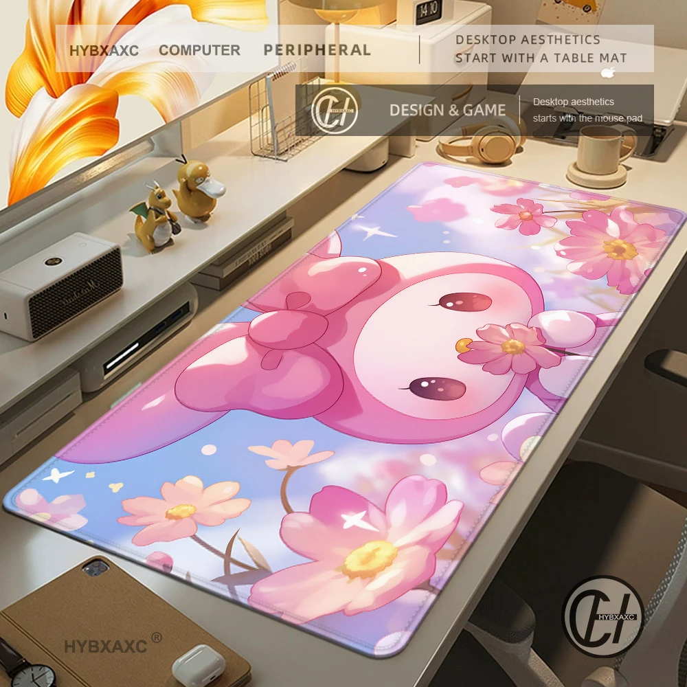 

Pink Flower Blue Sanrio Cinnamoroll Mouse Pad Cute HD Desk Pad Extended Gaming Keyboard Mats Large 100x50cm XXL Gamer Mousepad