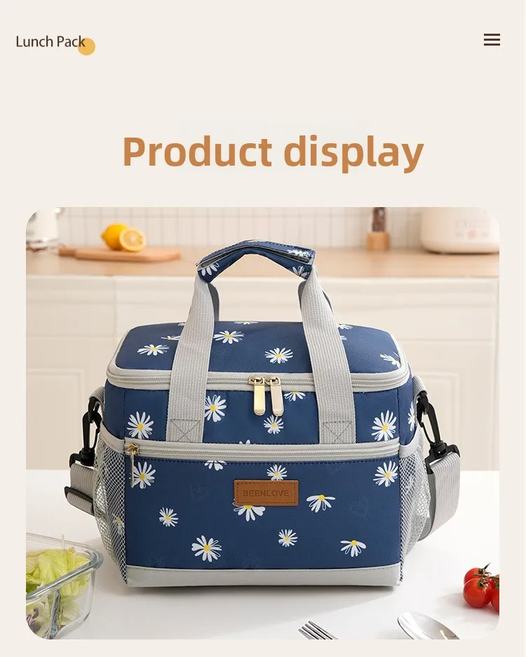 Tragbare Oxford Isolierte Kühltasche Wasserdichte Thermotasche Große Kapazität Schulter-Lebensmitteltasche für Picknick Camping Arbeit Reisen – Detail 10