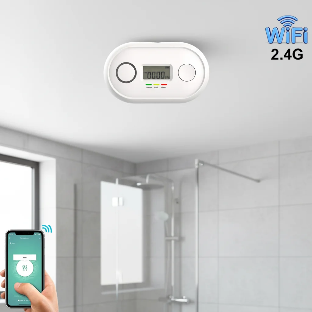 Smart WiFi CO Detector Tuya Smart Life App Controlled Carbon Monoxide Alarm EN50291 Certified 2-Year Battery Operated Portable