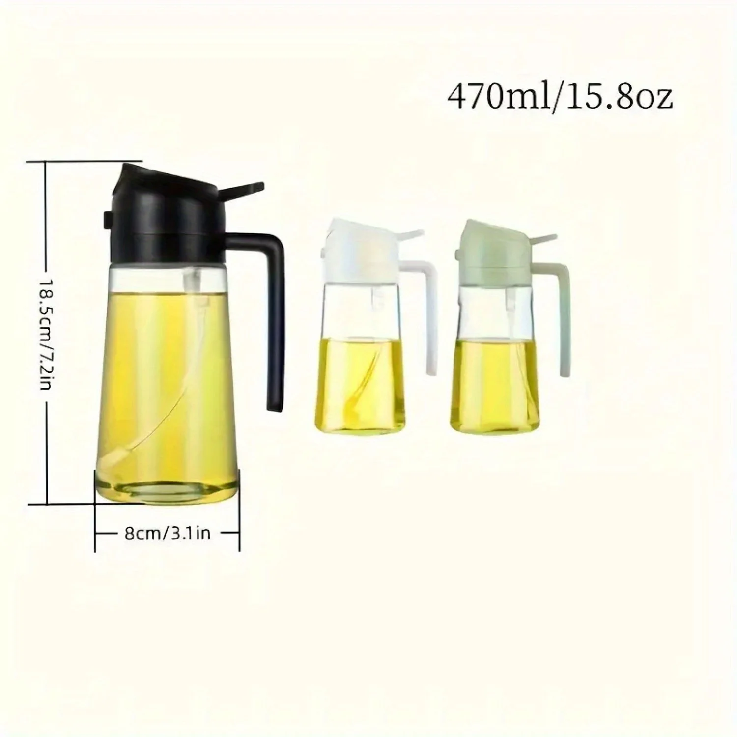 2-in-1 Glass Oil Sprayer Dispenser With Automatic Lid For Cooking Glass Oil Sprayer - Dual-Purpose Dispenser For Pouring And Spr