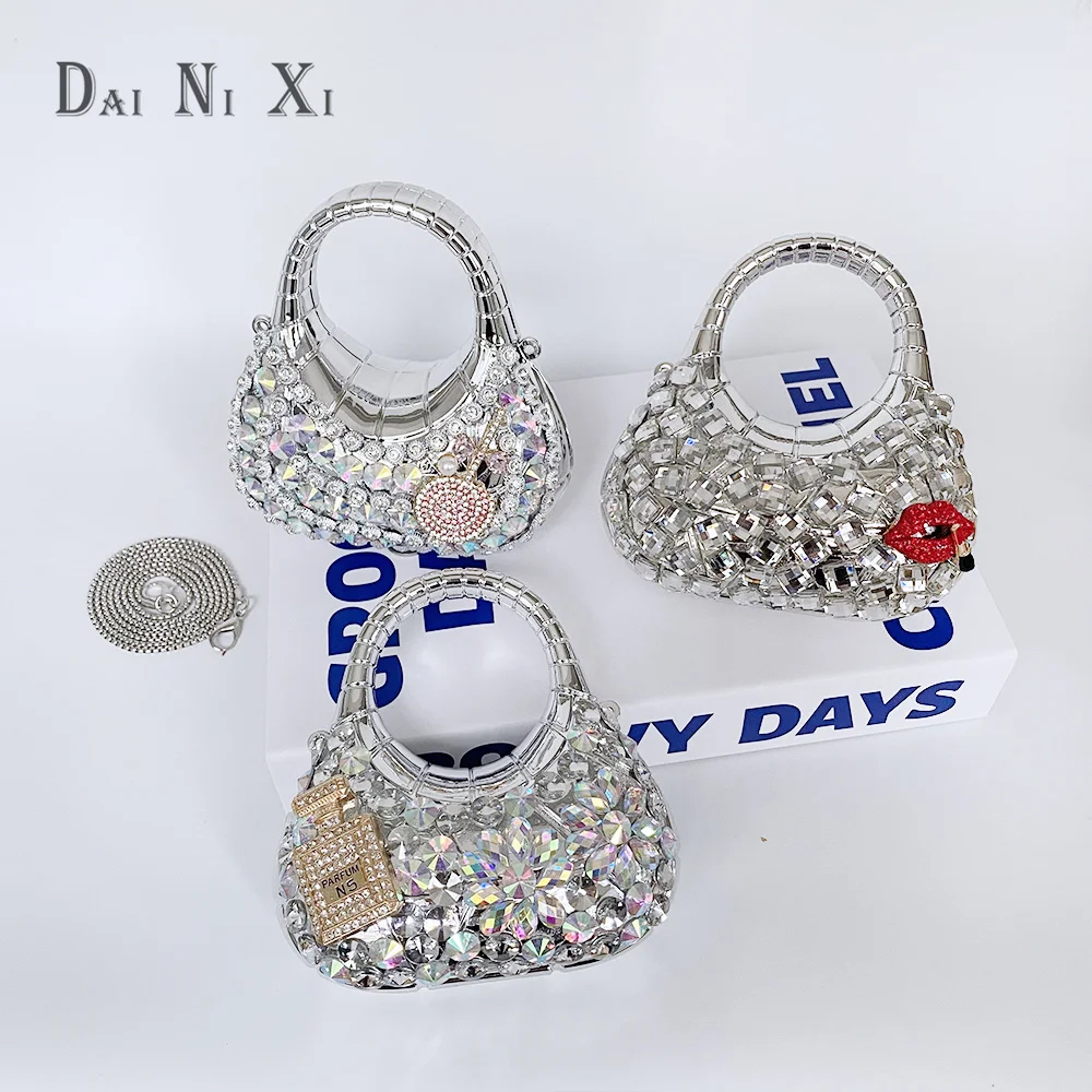 

Миниатюрная серебряная вечерняя сумочка, роскошная сумка через плечо с кристаллами, акриловый блестящий клатч необычной формы для вечеринок и свадеб