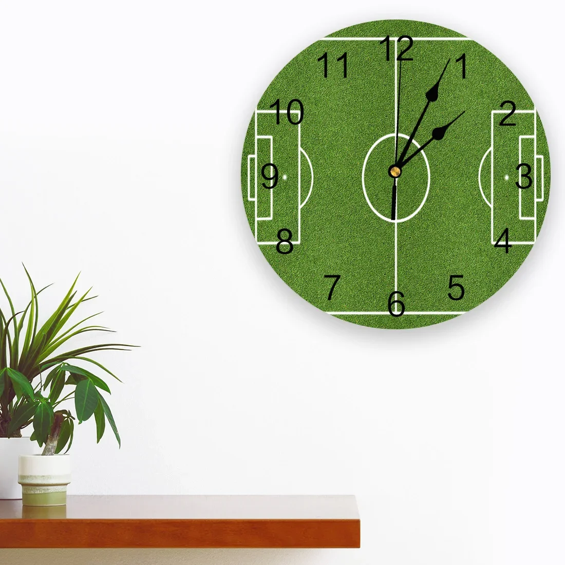 Soccer Balls Football Field 3d Wall Clock Modern Design Farmhouse Decor Kitchen Vintage PVC Round Clock Living Room Decoration