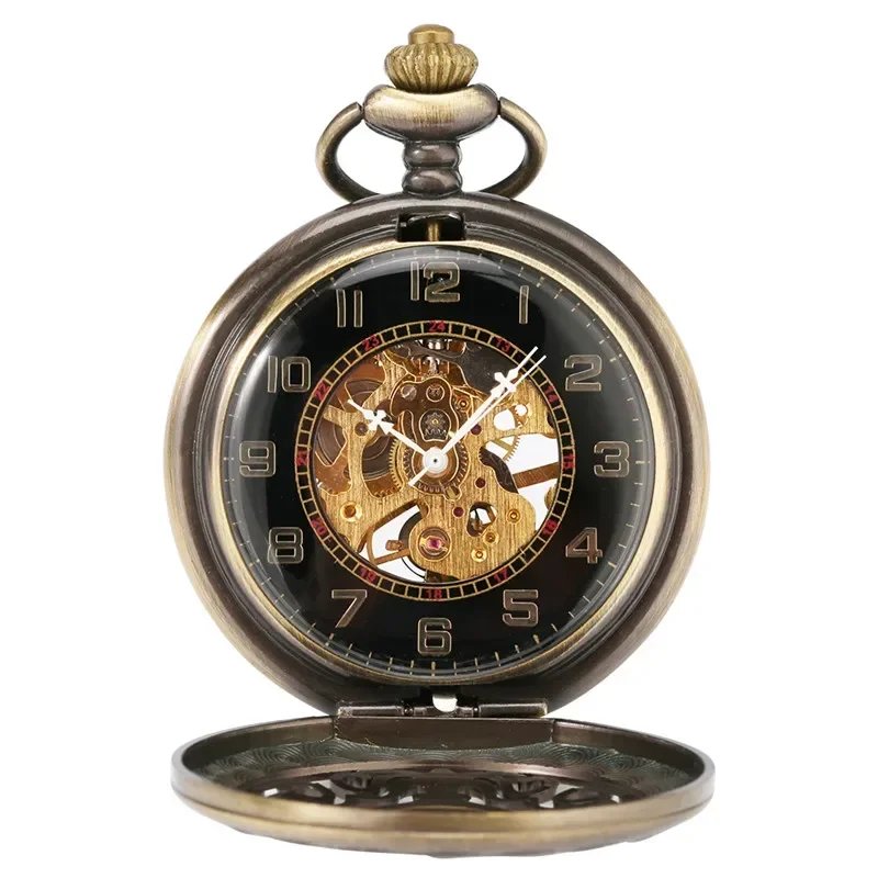 البرونزية خمر الجوف الصينية عقدة رجل إمرأة الميكانيكية اليد الرياح ساعة جيب Steampunk قلادة فوب سلسلة ساعة الهدايا Reloj
