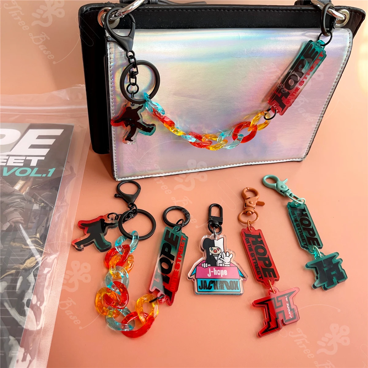 Keychain JHOPE OnTheStreet V LAYOVER TAN RM INDIGO MapOfTheSoul Suga AgustD Mobile Phone KeyRing Decorative chain Bag Pendant