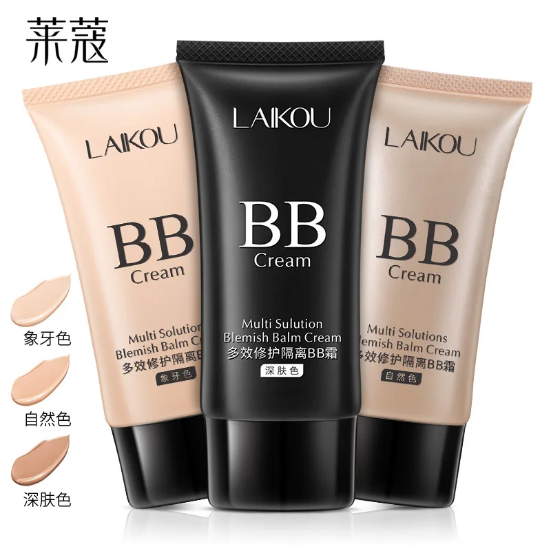 LAIKOU BB Cream Concealer Foundation Make Up Natural Dark Makeup Cosmetics Light Moisturizing Multi Sulution Blemish Balm Cream