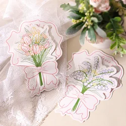 50PCS Bouquet Thank-you Card Birthday Gift Greet Card Party Holiday Creative Niche Flower Small Card Handwritten Gift Bless Card