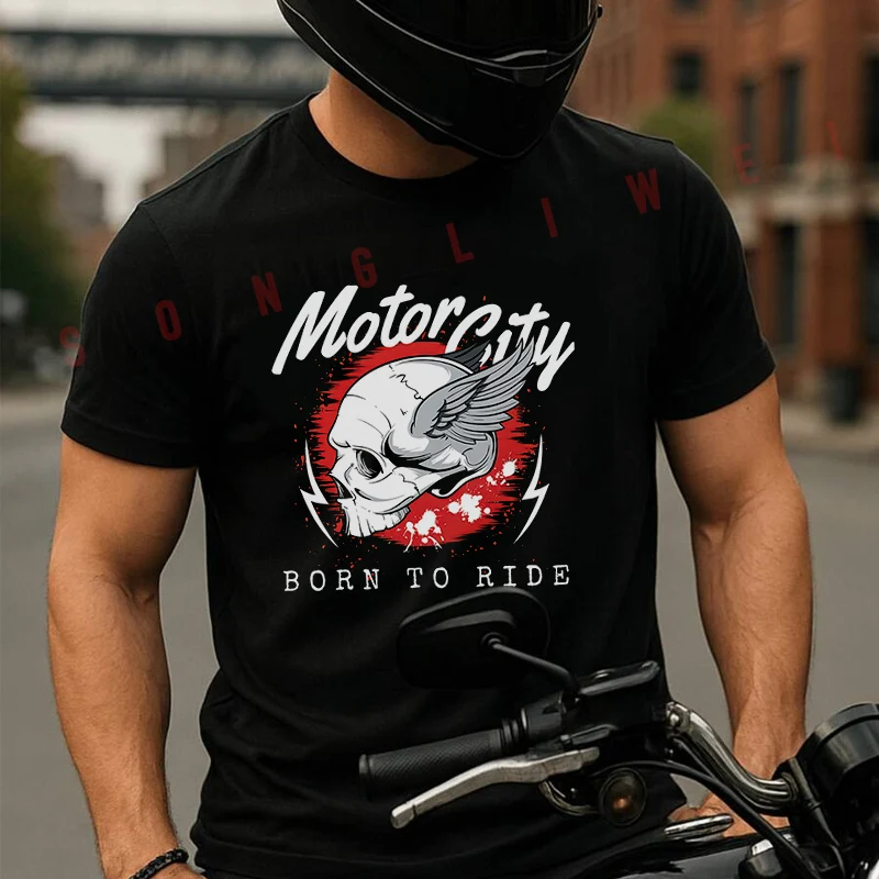 

Motor City Graphic Moto Summer Cotton T-shirt Short Sleeved Casual Fashion Basic TShirt