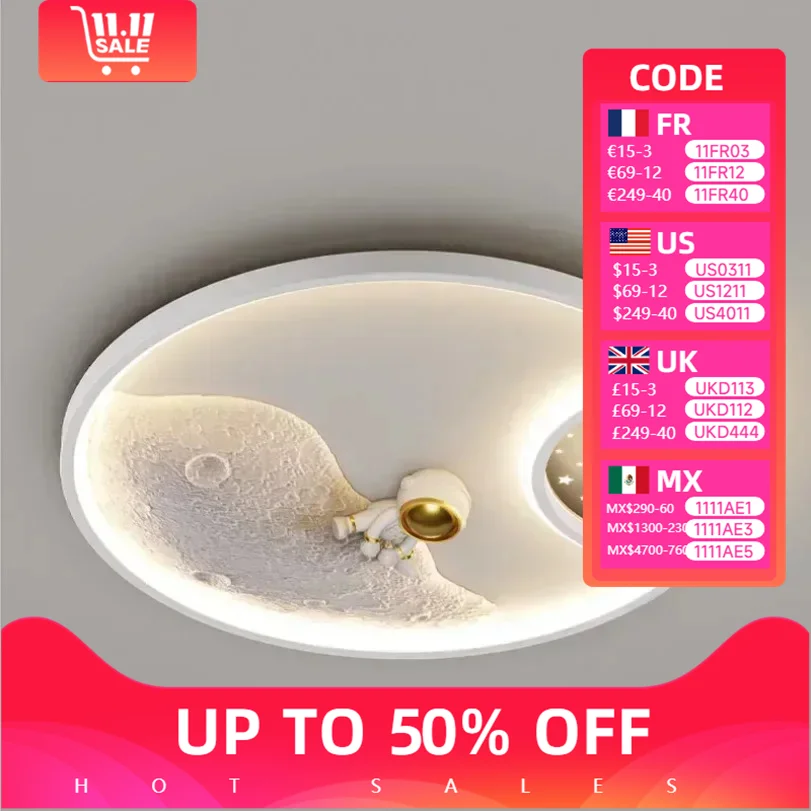 

Modern Nordic Astronaut Led Ceiling Light Mounted Lamp for Children Kids Bedroom Decoration School Indoor Lighting Living Room