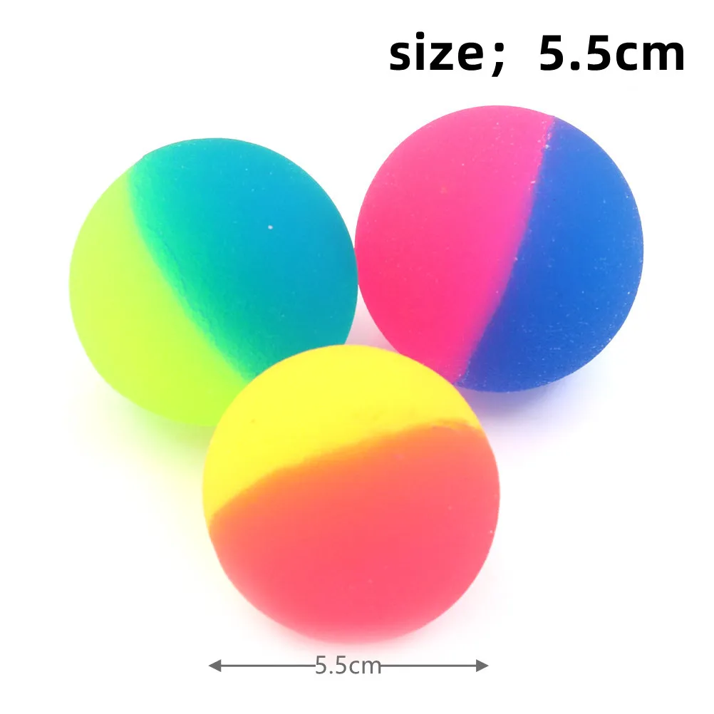 55mm2Pcs Cute Fluorescence Children Toy Ball Colored Boy Bouncing Ball Rubber Kids Sport Games Elastic Jumping Balls Outdoor Toy