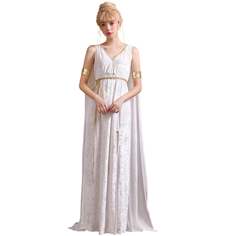 

Halloween Costumes for Women Cosplay Greek Goddess Dress Cos Queen Princeess Headwear Sexy Skirt Lady Athena Ancient Egyptian