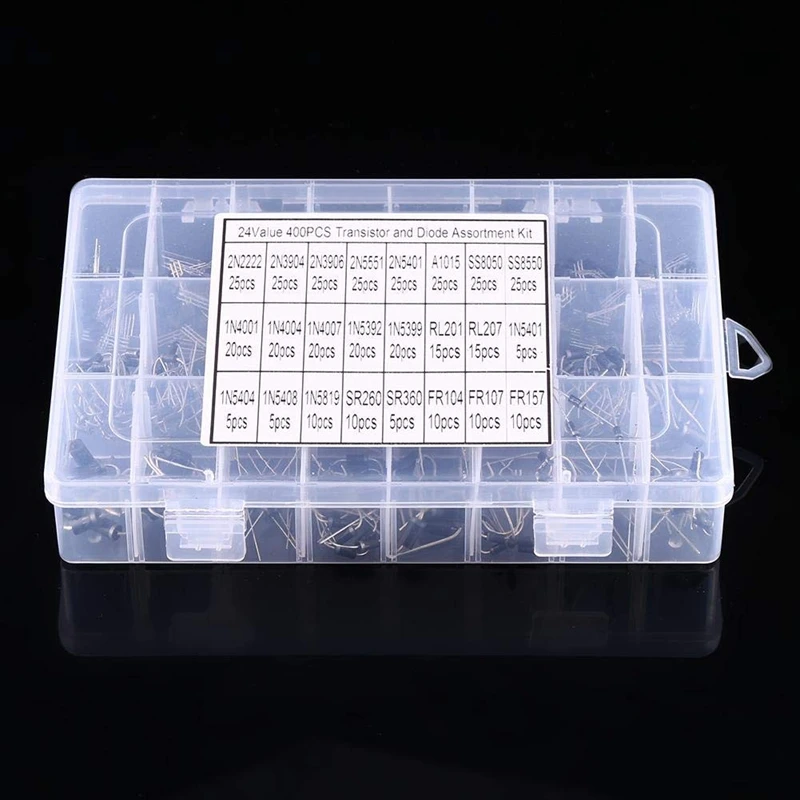 WieshammKit-Transistors à 24 valeurs, 2N2222-FR157, redresseur à diode à récupération rapide, 400 pièces
