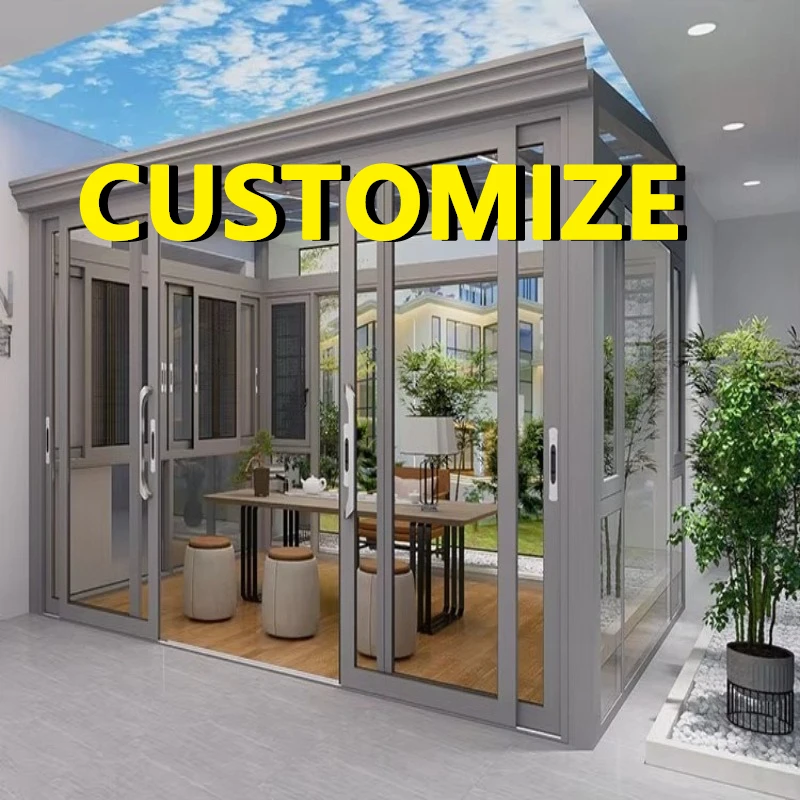 

Any Size Custom Aluminum Sunroom Tempered Glass Soundproof Thermal Break Villa Specific Outdoor Garden Patio Shelter