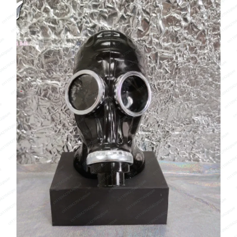 Latex Gas Mask Costume Accessory Breathing Control Set Cosplay Full Face Mask Suit Accessories Adult Roleplay Equipment