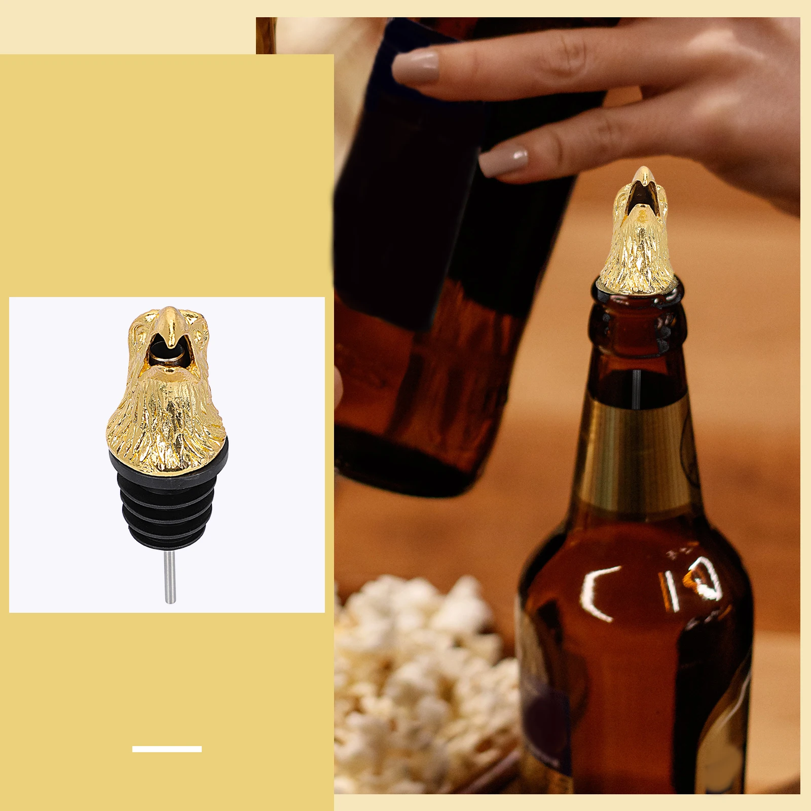 

Eagle Head Pourer Zinc Alloy Stopper Golden Reusable Kitchen Bar Supply Olive Oil Vinegar Bottle Spout