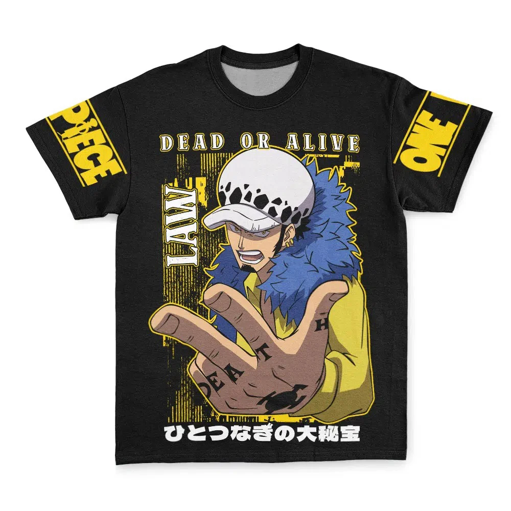 Bandai "Surgeon of Death" Law Dead or Alive One Piece Anime Adult Kids Streetwear T-Shirt Summer Quick-dry Soft Lightweight