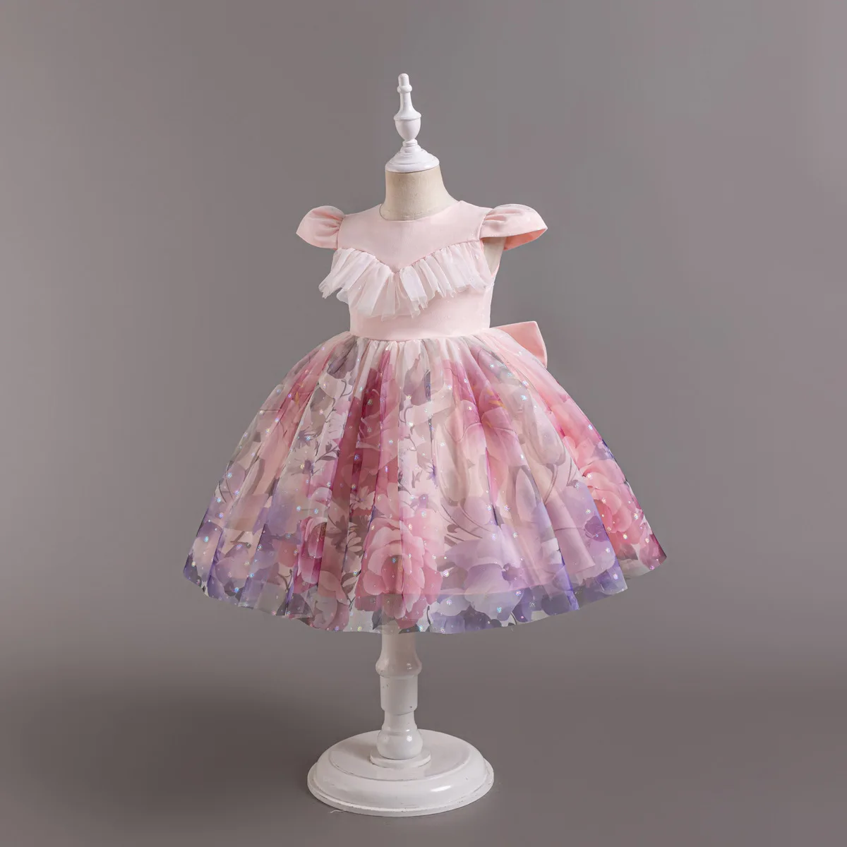 HETISO Gradient Floral Princess Dress for Girls Ruffle Lace Elegant Kid's Party Gown Festa Junina Style Ages 4-10 Years