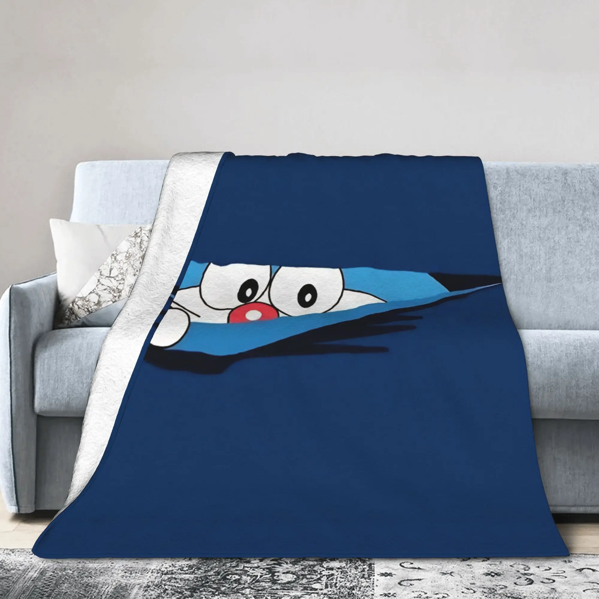 D-Doraemons Anime Cat Flannel Throw Blanket  Blanket for Bed Car Super Soft Plush Thin Quilt