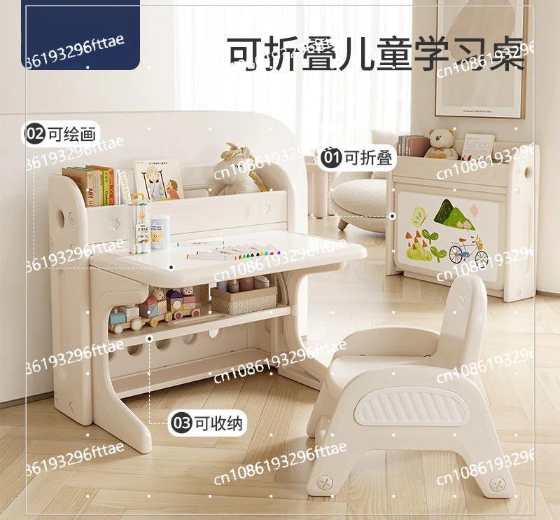 Children's Enlightenment Learning Table and Chairs Foldable Baby Kindergarten Special Toy Table Drawing and Writing