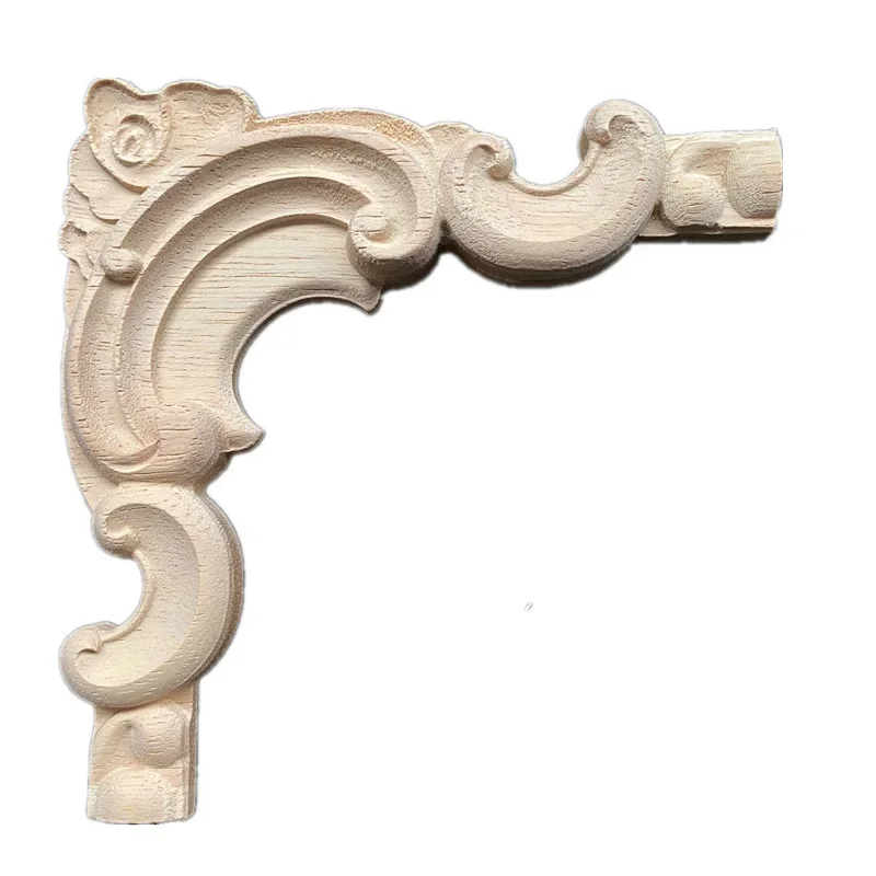 2PCS 15-20cm Wooden Carved Corner Onlay Applique Furniture Mouldings Decal Decor Home Manual Diy Decoration