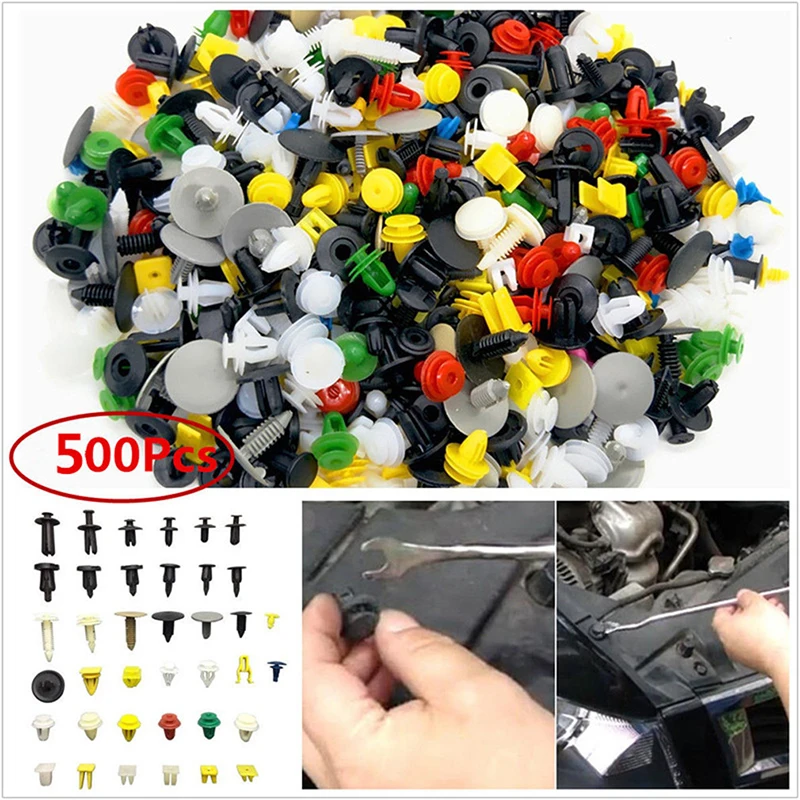 200/500 Pcs Car Clips Fastener Screws Bumper Interior Decoration Auto Nylon Random Mixing Universal Accessories