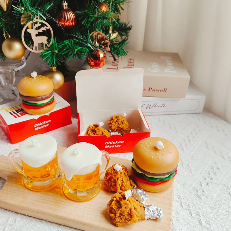 Beer Candle Fried Chicken Hamburger Soy Wax Aromatherapy Candles Bedroom Ornaments Birthday Gift Home Festivals Party Decoration