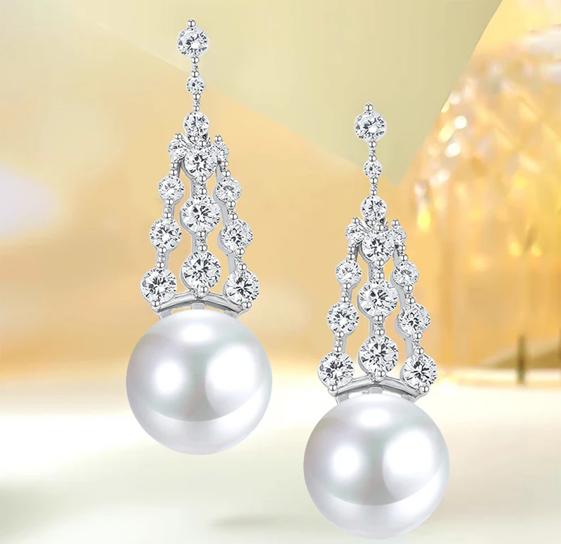 

New Niche Design: Beimu Pearl 925 Sterling Silver Earrings with High Carbon Diamond Style Jewelry for Women earring