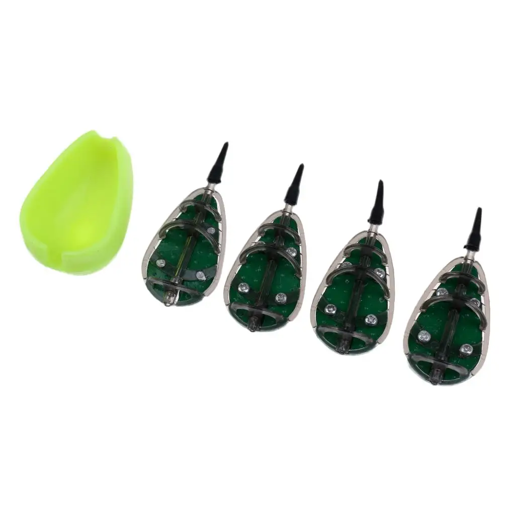 Inline Method Fishing Feeder Bait Cage Holder- 4 Feeders 30g 40g 50g 60g Mould Set