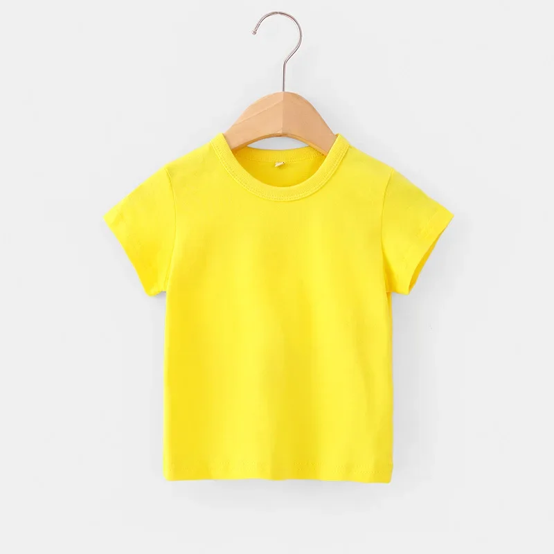 Summer Girls T Shirts Yellow Red Short Sleeve Baby Boy T Shirt White Tee Shirt Cotton Girls Tops For Children Clothes