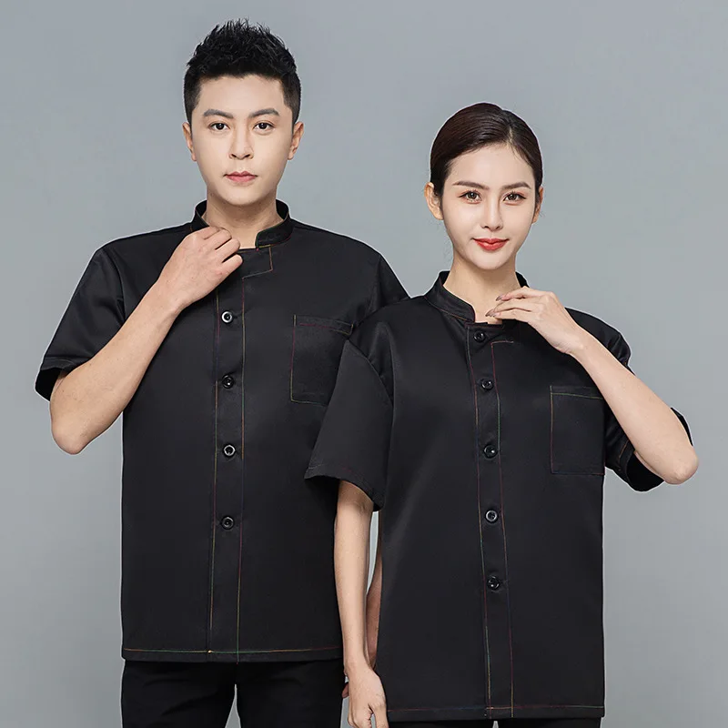 Chef Overalls Short Sleeve Men's Hotel Barbecue Restaurant Baking Bakery Canteen Kitchen Tooling Breathable Women