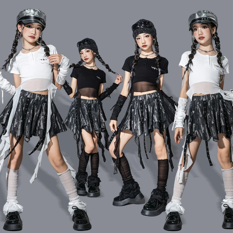 

Kids Performance K-pop Outfit Girls Group Jazz Dance Costumes Children Hip Hop Clothing Ballroom Dance Suits Rave Wear XS9883