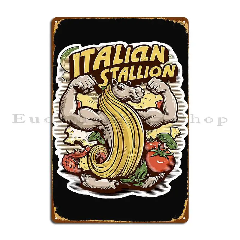 Italian Stallion Funny Proud To Be Italian Metal Sign Retro Painting Print Custom Wall Cave Tin Sign Poster