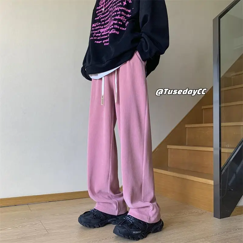 

Men's Straight Leg Casual Pants Spring Autumn Loose Sweatpants American Retro Sports Trousers New 2024 Faion Trend