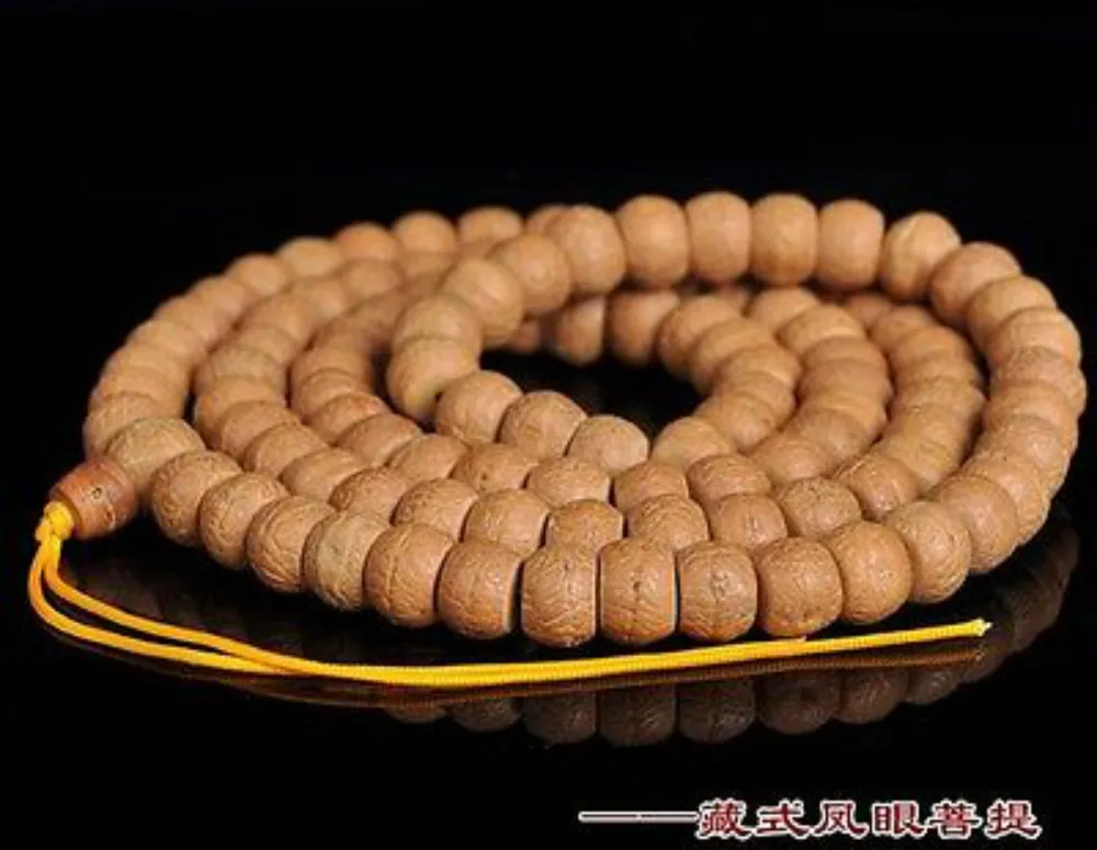 14mm Tibetan Buddhism Old Phoenix eyes Bodhi Prayer Beads Mala Necklace