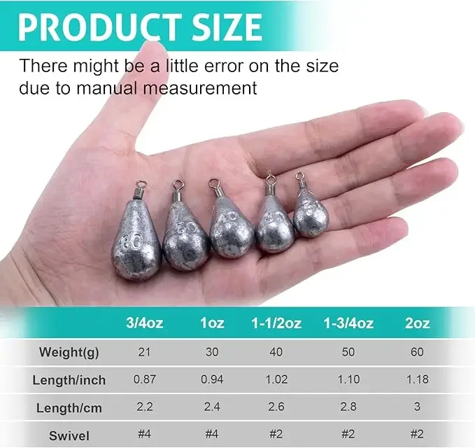 Plomos lágrima Goture para tiro – Pesca en agua salada y dulce - imagen 4