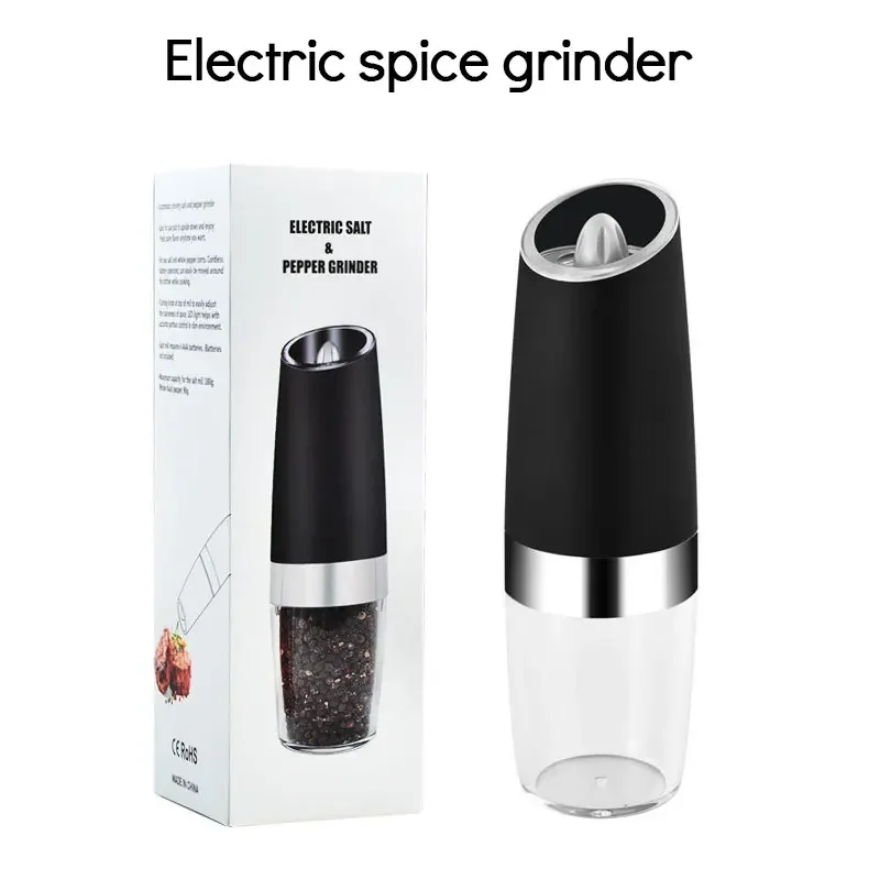 

Kitchen Spice Tools Set for Cooking Automatic Salt Pepper Mill Grinder Electric Stainless Steel LED Light Gravity Operated Mills