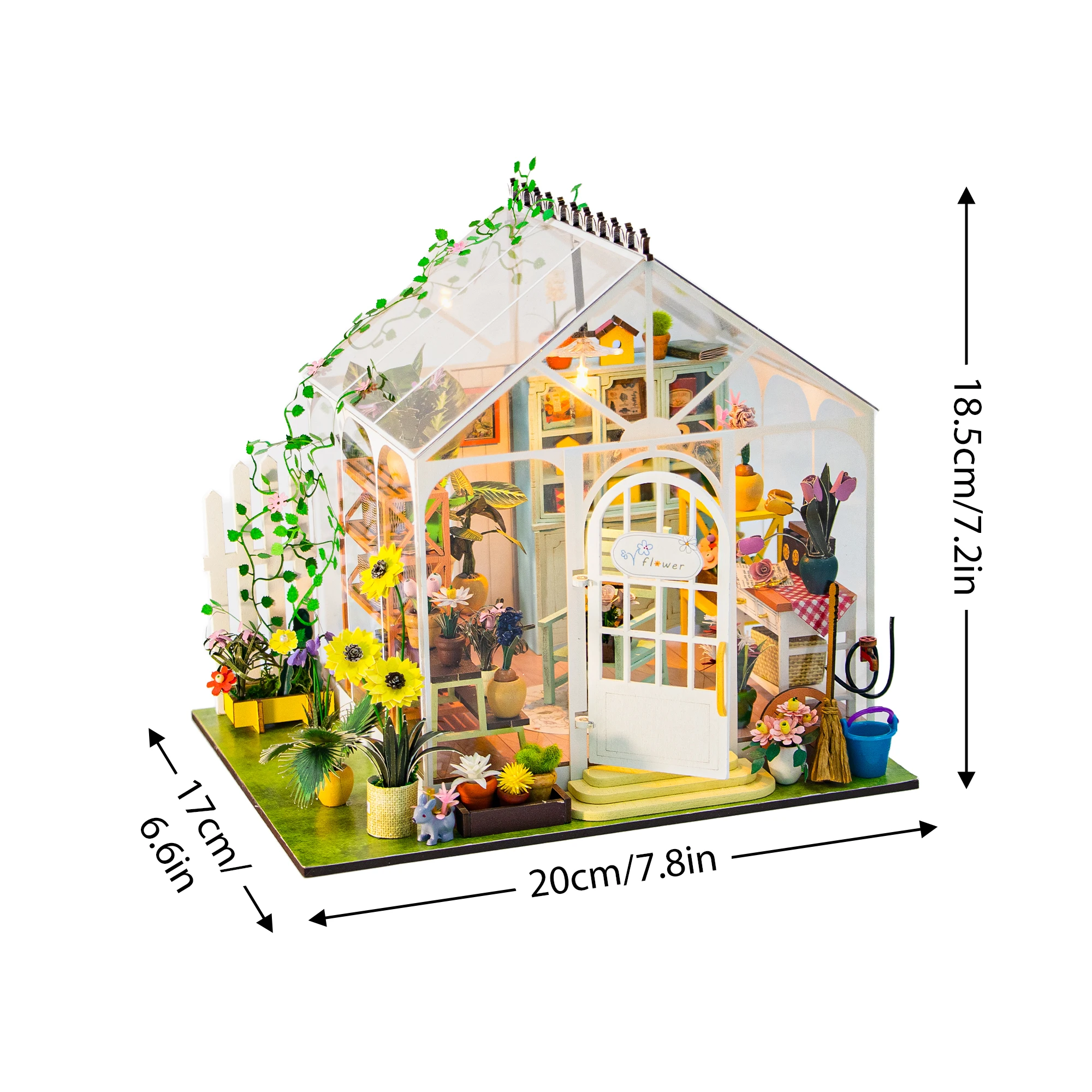 DIY Houten Miniatuur Model Kit Sunshine Flower Cottage Casa Poppenhuizen 3D Puzzel Poppenhuis Met Meubels voor Vrienden Geschenken